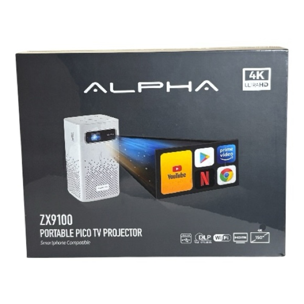 Alpha ZX9100 Portable Pico TV Projector - White